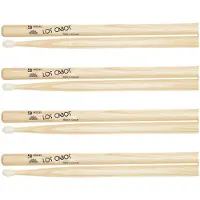 Los Cabos 5B Hickory Nylon Tip Drumsticks 4 Pair Pack
