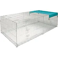 Kerbl luftegård 4-kantet med rømningssperre og gittertak, stor - L 230 x B 115 x H 70 cm, med presenning