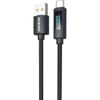 Dudao L7T USB-A - USB-C 66W Kabel med LED Display 1m - Sort