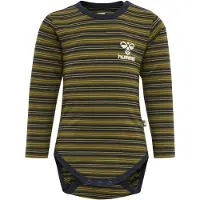 Hummel Body I/e - HmlUnited - Stripete - Black Iris/Grønn - - 56 - Langermet Body