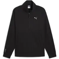 Puma PUMATECH Relaxed Half-Zip Crew Sweat Men, Clothing, Black, XS