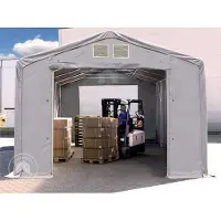 TOOLPORT 4x6 m telthall, PVC-presenning, grå, med statikk (betongunderlag)