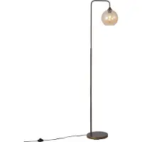 QAZQA Art Deco gulvlampe mørk bronse med gult glass - Sandra