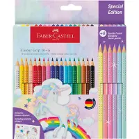 Faber-Castell Colour Grip - colour pencil pack of 24 with unicorn sticker