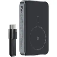 Acefast Powerbank M10 Magnetic 2x USB-C PD 30W med 15W induktiv lading og USB-C-kabel - Svart