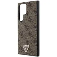 GUESS Grip Stand 4G Triangle Strass-etui for Samsung Galaxy S24 Ultra - Brun