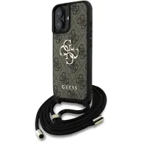 GUESS 4G Big Logo Cord Stap Crossbody-etui med stor logo for iPhone 16 Plus Brown