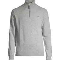 Gant for man. 87213 Very fine sheep's wool pullover with grey half zip (M), Casual