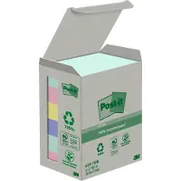 Post-It Recycled Notes 38mm x 51mm 100 ark pr./blok - med 6 stk. blokke i ass. farver