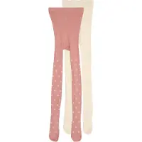 Minymo Strømpebukser - 2-pack - Ash Rose m. Blomster - - 68/74 - Strømpebukser