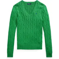Ralph Lauren for woman. 211971870007 Cable knit cotton sweater in green (S), Casual, Long sleeve