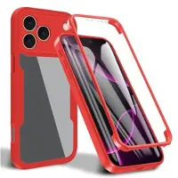 Mtp Products iPhone 17 Pro Max 360 Beskyttelse Deksel - Rød / Klar