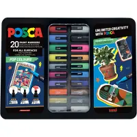 Posca METAL TIN, 20 ass. Pop Colours (6xpc1mc - 7xpc3m - 7xpc5m)