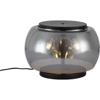 QAZQA Design bordlampe svart med røykglass 3 lys - Bino