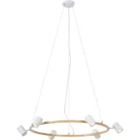 QAZQA Smart Pendant Light Wood with White Round 6-Lights Incl. WiFi GU10 - Jeana Circle