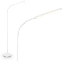 Briloner LED-gulvlampe Mura, hvit, høyde 170 cm, metall, berøringsdimmer