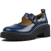 Camper for woman. K201681-006 Milah navy leather shoes (38), Blue, Flat, Buckle, Casual