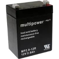 Multipower MP2,9-12R Blybatteri 12 V 2.9 Ah Blyfleece (B x H x T) 79 x 107 x 56 mm Fladstik 4,8 mm Vedligeholdelsesfri, Lav selvafladning