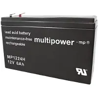 Multipower MP1224H Blybatteri 12 V 6 Ah Blyfleece (B x H x T) 51 x 102 x 151 mm Fladstik 6,35 mm Vedligeholdelsesfri, Lav selvafladning