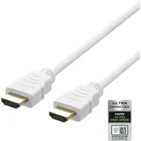 Deltaco HU-30A - Ultra High Speed - HDMI-kabel - HDMI hann til HDMI hann - 3 m - hvit - 4K 120 Hz støtte, 8K 60Hz støtte