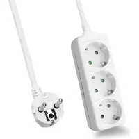 Helos stikkontaktlist CLASSIC, 3-veis, hvit, 5,0 m, uten bryter