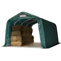 TOOLPORT 3,3x4,8 m leskur, PRIMEtex-PVC-presenning, mørkegrønn, jordunderlag