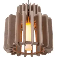 Lucide Hengelampe Rollo, taupe, Ø 40 cm, stoff/metall/glass