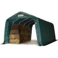 TOOLPORT 3,3x6 m leskur, PRIMEtex-PVC-presenning, mørkegrønn, betongunderlag