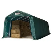 TOOLPORT 3,3x8,4 m leskur, PVC-presenning, mørkegrønn, betongunderlag
