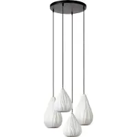 Lucide Hengelampe Cinzia, hvit/svart, Ø 55 cm, porselen, 4 lyskilder