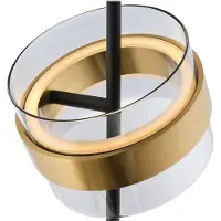 Brilliant LED-gulvlampe Inside, messingfarget/røykgrå, høyde 146 cm