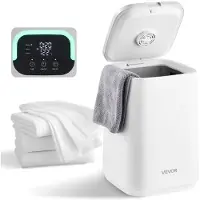 Vevor håndklevarmere til badet, håndklevarmerbøtte med barnesikring og indikator for høy temperatur og 24-timers forsinkelse og automatisk avstengning. Plass til opptil 4 store badehåndklær, tepper, k