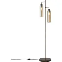 QAZQA Hotel Chic gulvlampe mørk bronse med gult glass 2 lys - Stavelot