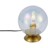QAZQA Art Deco bordlampe messing med røykfarget regnbueglass - Pallon