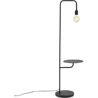QAZQA Moderne gulvlampe svart med rundt bord - Ostrich