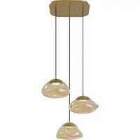 QAZQA Hotell-chic pendellampe messing med ravfarget glass 3-lys - Gus