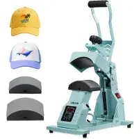 Vevor hattevarmepresse, med 2 utskiftbare plater, presis temperatur- og tidskontroll, hattepresse for HTV-stryking og sublimeringsprosjekter, for luer, pannebånd, mansjetter, ansiktsmasker, grønn