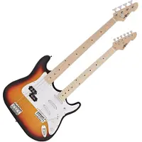 Gear4Music LA Double Neck Bass + Guitar fra Sunburst