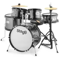 Stagg 5pc 16 Junior Drum Kit with Hardware and Throne Black - Nearly New
