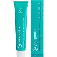 Georganics remineraliserende tannkrem med hydroksyapatitt og fluor for daglig pleie og frisk pust frisk mynte 75 ml