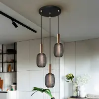 Schuller Valencia Micron LED-pendel, tre pærer, svart, gull