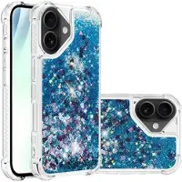 Mtp Products iPhone 17 Glitter Quicksand TPU-deksel - Blå hjerter