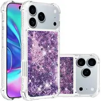 Mtp Products iPhone 17 Pro Glitter Quicksand TPU-deksel - Lilla hjerter