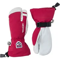 Hestra Army Leather Heli Ski, 3-finger Skihansker, Junior, Red