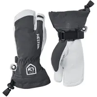 Hestra Army Leather Heli Ski, 3-finger Skihansker, Junior, Grey