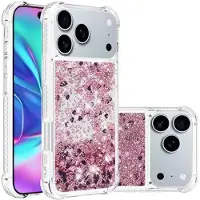 Mtp Products iPhone 17 Pro Glitter Quicksand TPU-deksel - rosagullhjerter