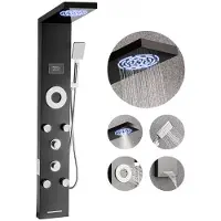 Vevor dusjpaneltårnsystem med regndusjhode, LED, 53 tommer dusjsøyle i børstet rustfritt stål, 6-funksjonskran, veggmontert regnmassasjesystem med 5 kroppsdyser, håndholdt, badekartut