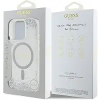 GUESS Resin Gradient Glitter MagSafe-etui for iPhone 16 Pro - sølv