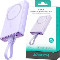 JOYROOM Powerbank JR-PBM01 magnetisk 10000mAh 20W med stativ + lynkabel - USB-C - lilla