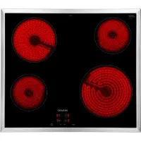Siemens iQ100 ET645HE17 - Keramisk koketopp - 4 plater - Nisje - bredde: 56 cm - dybde: 49 cm - med rustfritt stål - svart/rustfritt stål